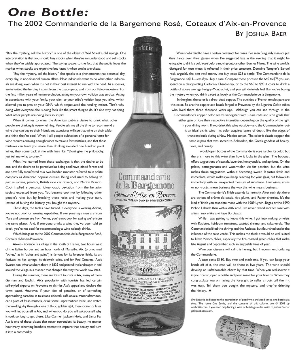 2002 Commanderie de la Bargemone Rosé