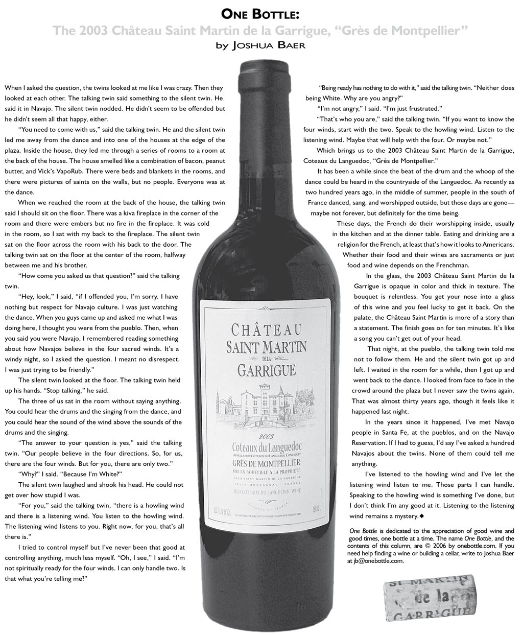 2003 Château Saint Martin de la Garrigue
