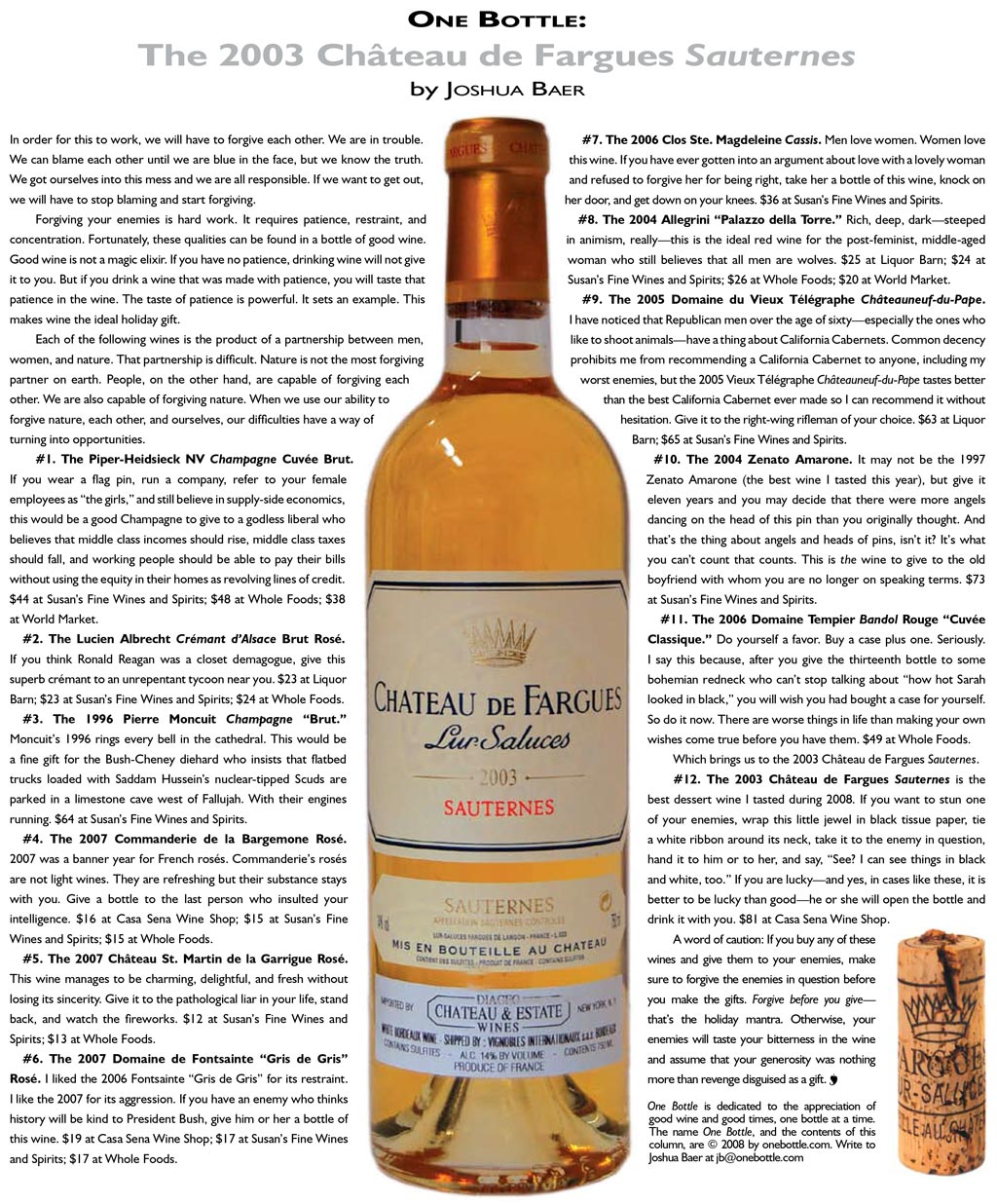 2003 Château de Fargues Lur Saluces Sauternes