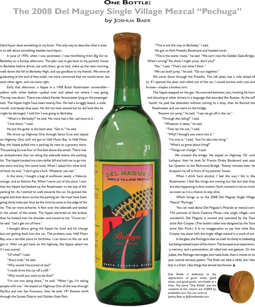 2008 Del Maguey Single Village Mezcal Pechuga