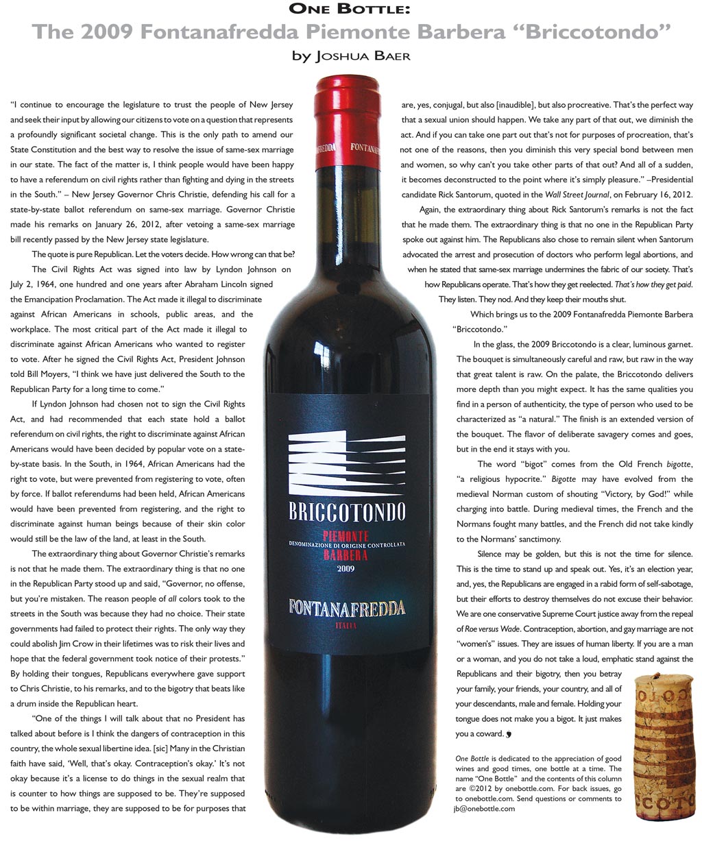2009 Fontanafredda Piemonte Barbera Briccotondo