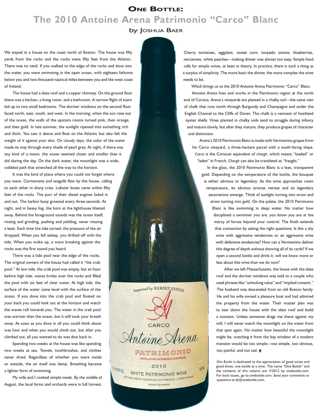 2010 Antoine Arena Patrimonio Carco Blanc