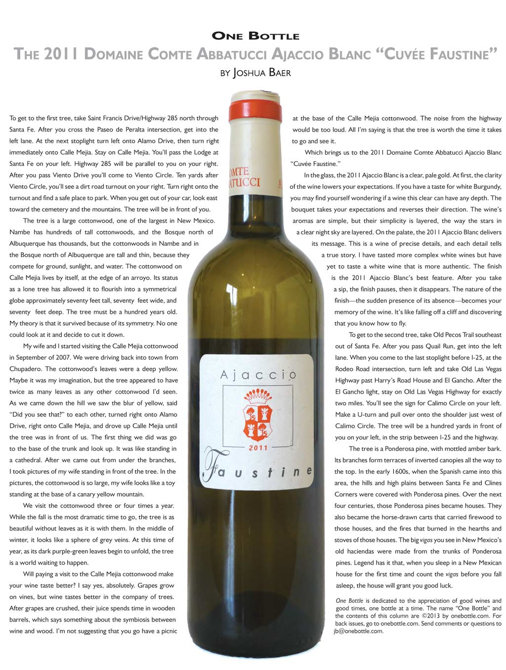 2011 Domaine Comte Abbatucci Ajaccio Blanc Cuvee Faustine