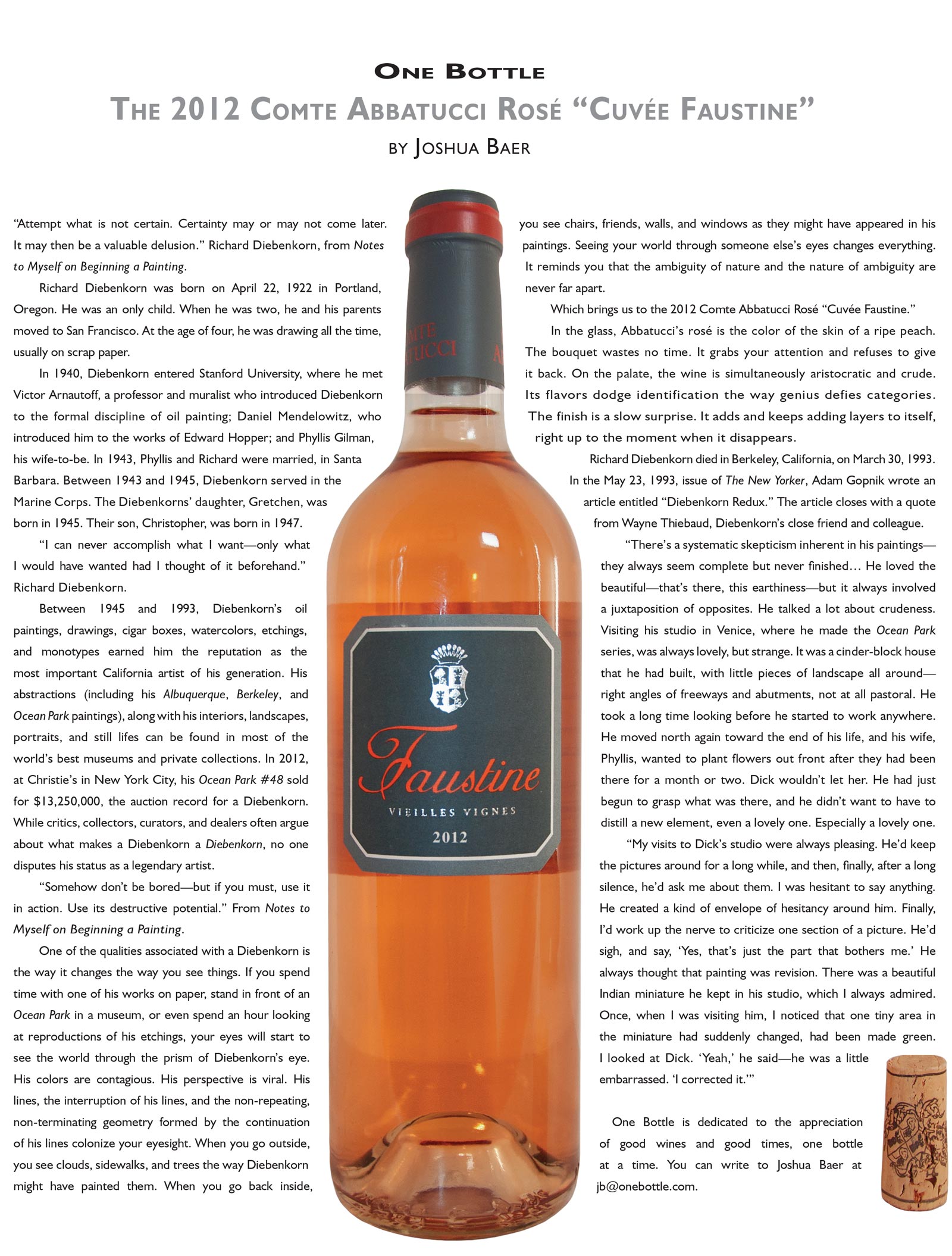 2012 Comte Abbatucci Rose Cuvee Faustine