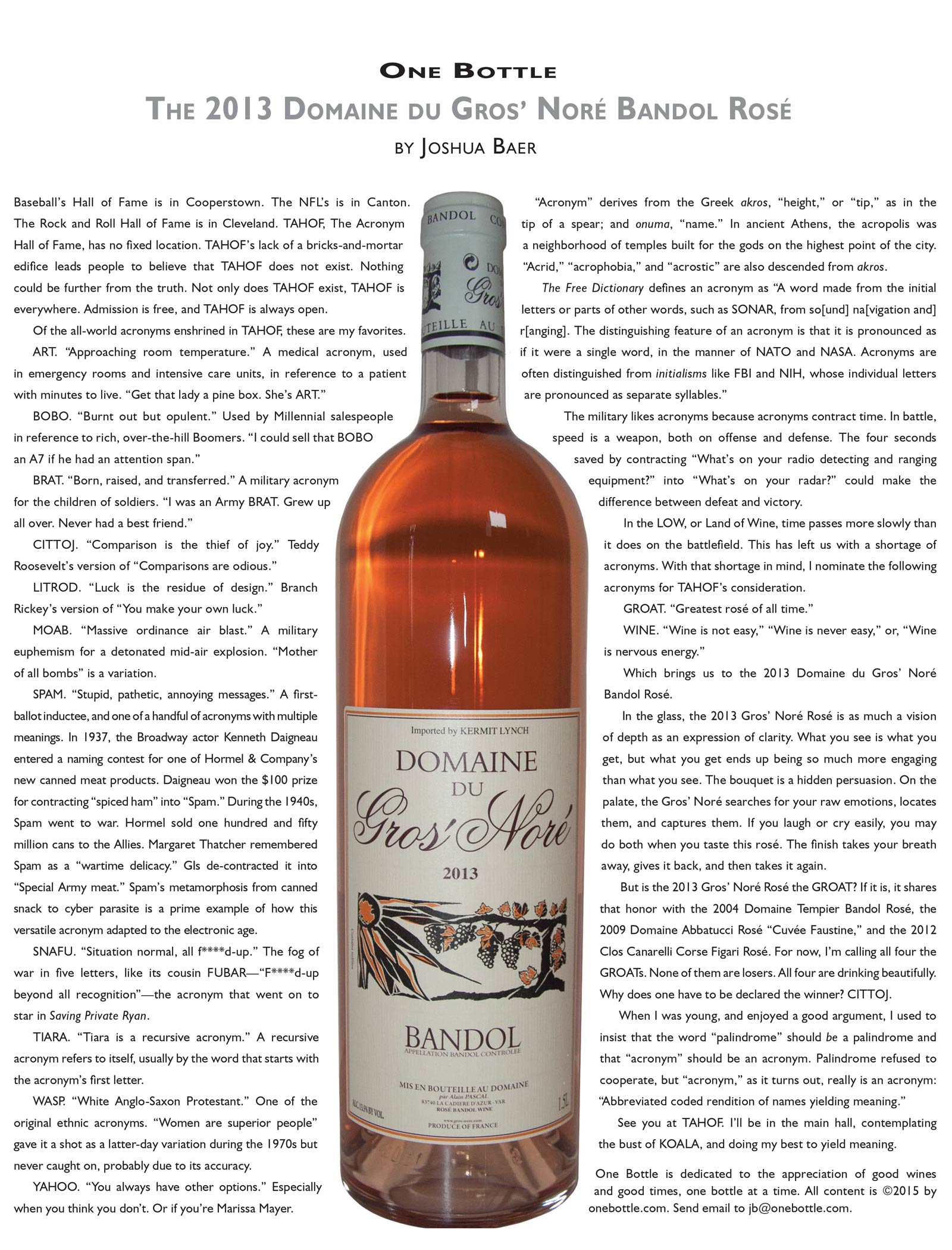 2013 Domaine du Gros' Noré Bandol Rosé