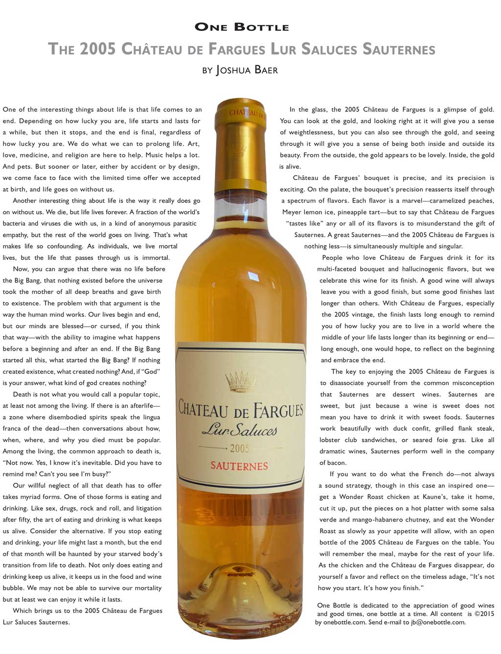 2005 Château de Fargues Lur Saluces Sauternes