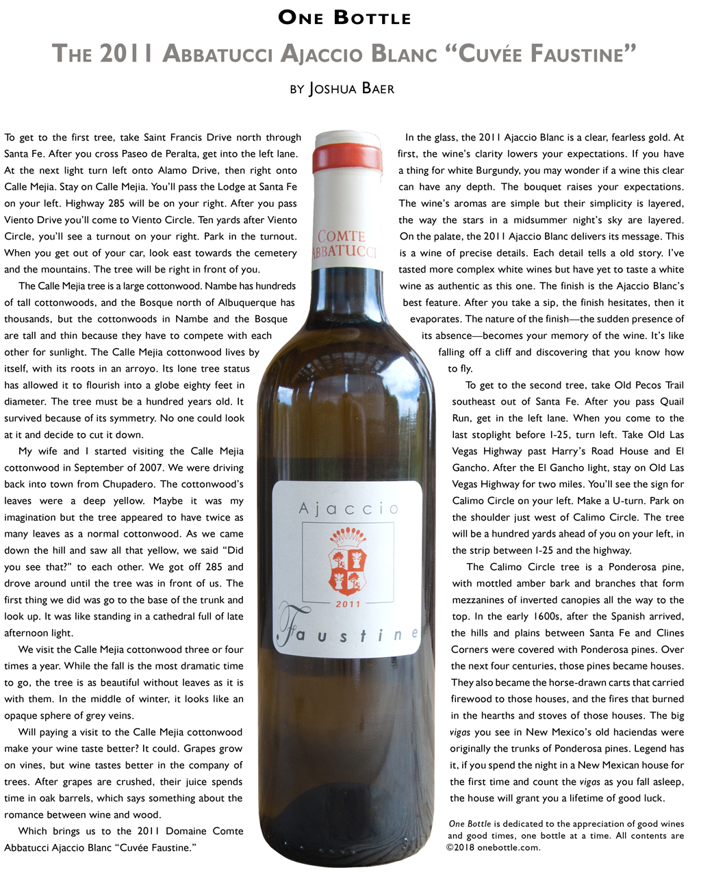 2011 Abbatucci Ajaccio Blanc “Cuvée Faustine”